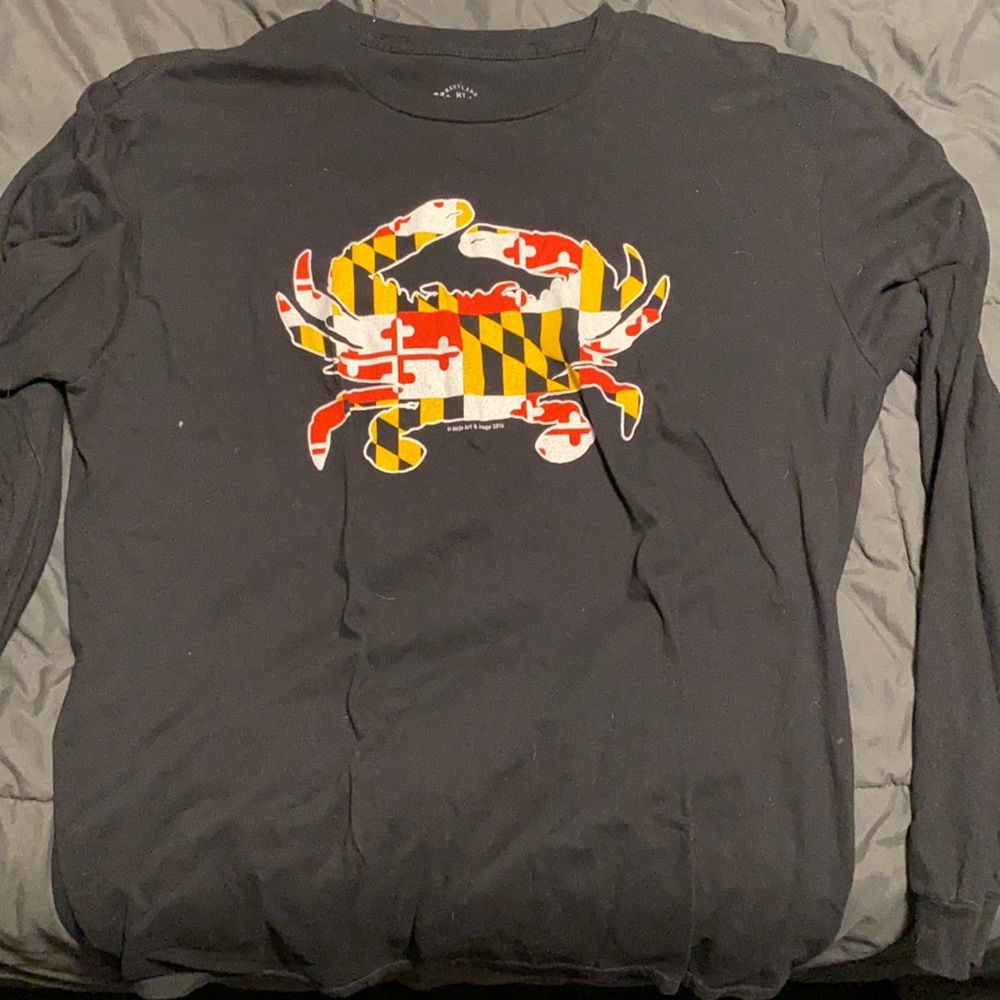Maryland Flag Crab Black Long Sleeve - XL